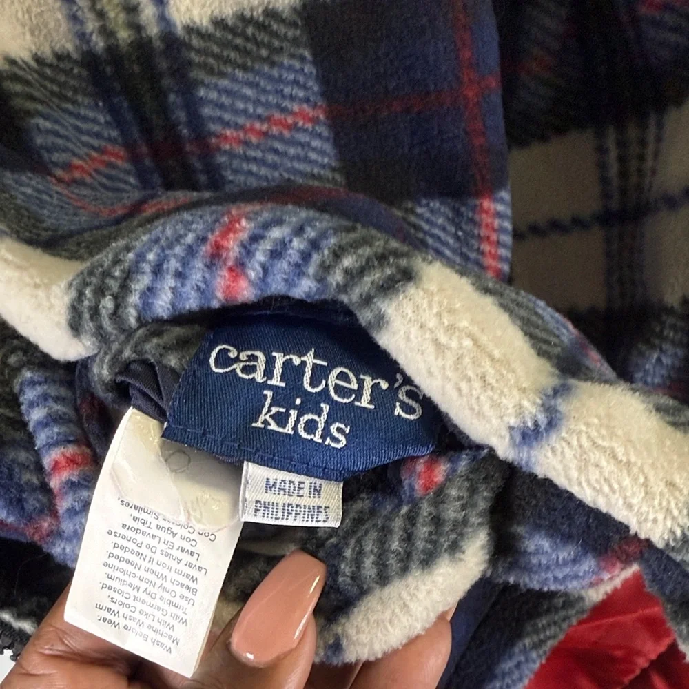 Vintage Carter's Navy and Red Fleece-lined Hooded‎ Coat for Kids Size 3T